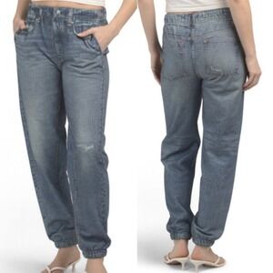 ECRU Trompe L'Oeil Denim Look Knit Jogger Pants Jeans Miramar Size S Casual